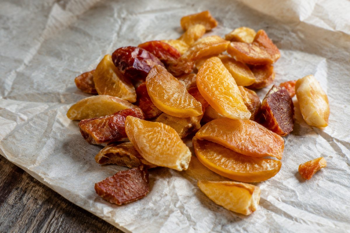 Close detail of dried fruit texture